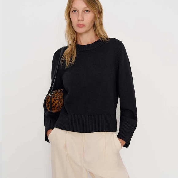 Reformation Orianne Cashmere Blend Cropped Crew Sweater - Picture 3 of 4